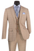 Marc Darcy Wedding Suits Men's Slim Fit Vested Glen Plaid Summer Business Suit in Beige