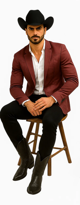 Men's Slim Fit Western Blazer Sport Coats Burgundy Sacos Vaqueros Para Hombre