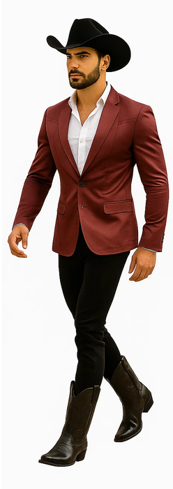 Men's Slim Fit Western Blazer Sport Coats Burgundy Sacos Vaqueros Para Hombre