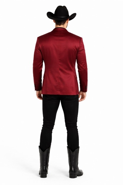 Men's Slim Fit Western Blazer Sport Coats Burgundy Sacos Vaqueros Para Hombre