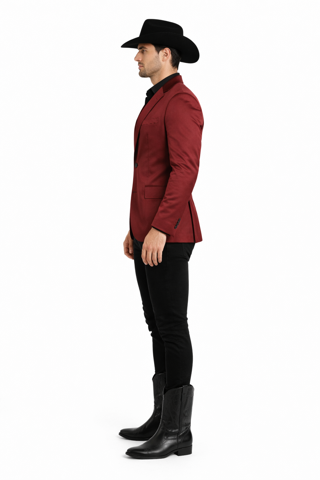 Men's Slim Fit Western Blazer Sport Coats Burgundy Sacos Vaqueros Para Hombre