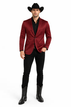 Men's Slim Fit Western Blazer Sport Coats Burgundy Sacos Vaqueros Para Hombre