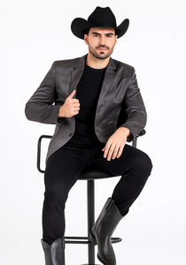 Men's Slim Fit Western Blazer Sport Coats Charcoal Sacos Vaqueros Para Hombre