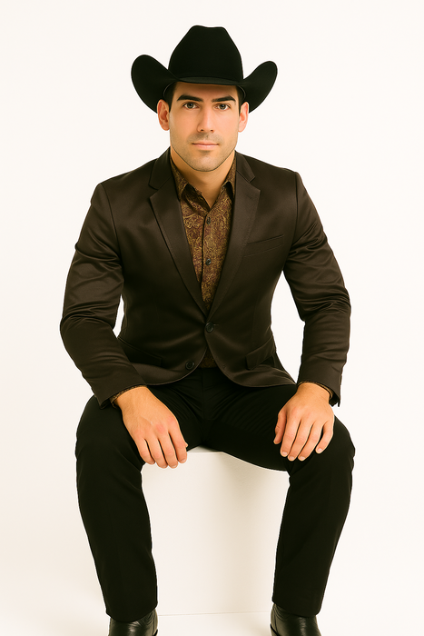 Men's Slim Fit Western Blazer Sport Coats Charcoal Sacos Vaqueros Para Hombre