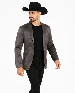 Men's Slim Fit Western Blazer Sport Coats Charcoal Sacos Vaqueros Para Hombre