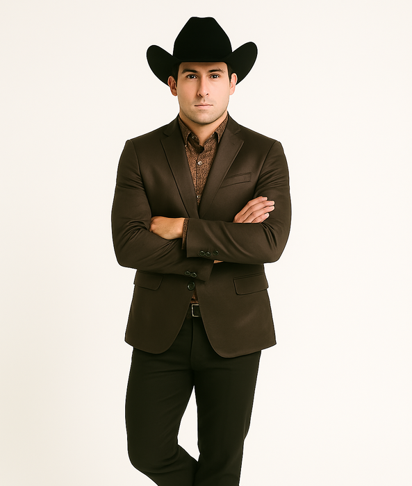 Men's Slim Fit Western Blazer Sport Coats Charcoal Sacos Vaqueros Para Hombre