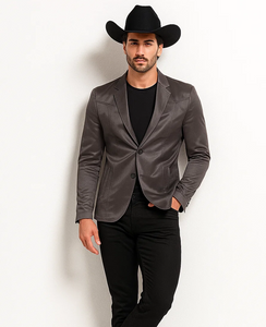 Men's Slim Fit Western Blazer Sport Coats Charcoal Sacos Vaqueros Para Hombre