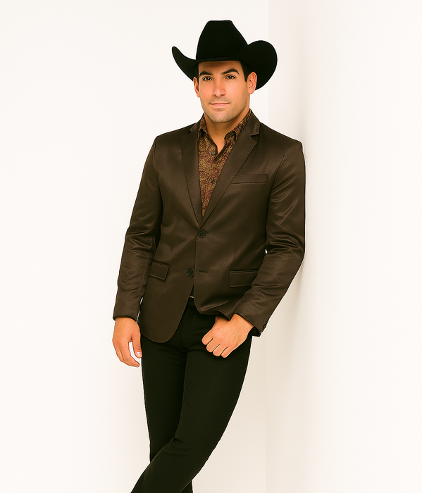 Men's Slim Fit Western Blazer Sport Coats Charcoal Sacos Vaqueros Para Hombre