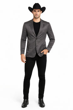 Men's Slim Fit Western Blazer Sport Coats Charcoal Sacos Vaqueros Para Hombre