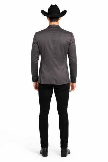 Men's Slim Fit Western Blazer Sport Coats Charcoal Sacos Vaqueros Para Hombre
