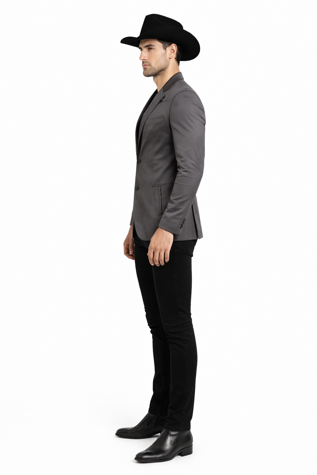 Men's Slim Fit Western Blazer Sport Coats Charcoal Sacos Vaqueros Para Hombre