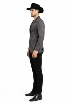 Men's Slim Fit Western Blazer Sport Coats Charcoal Sacos Vaqueros Para Hombre