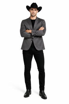 Men's Slim Fit Western Blazer Sport Coats Charcoal Sacos Vaqueros Para Hombre