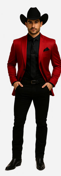Men's Slim Fit Western Blazer Sport Coats Red Sacos Vaqueros Para Hombre