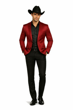 Men's Slim Fit Western Blazer Sport Coats Red Sacos Vaqueros Para Hombre