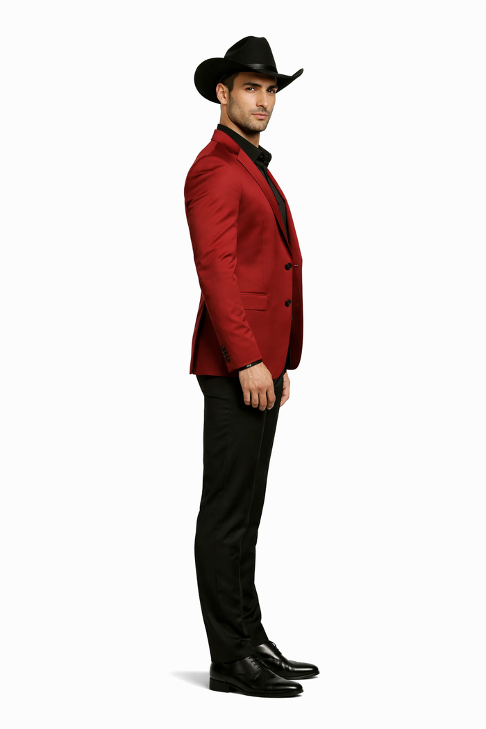 Men's Slim Fit Western Blazer Sport Coats Red Sacos Vaqueros Para Hombre