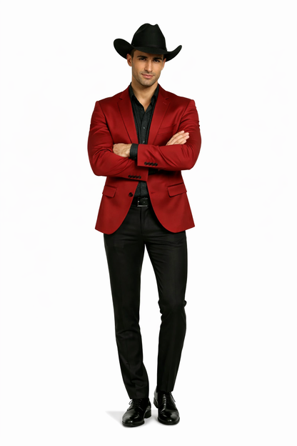 Men's Slim Fit Western Blazer Sport Coats Red Sacos Vaqueros Para Hombre