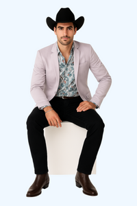 Men's Slim Fit Western Blazer Sport Coats Silver Sacos Vaqueros Para Hombre