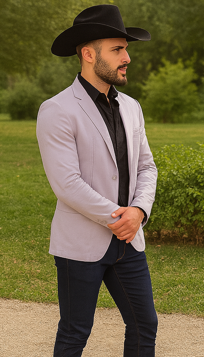 Men's Slim Fit Western Blazer Sportcoat Silver Sacos Vaqueros Para Hombre