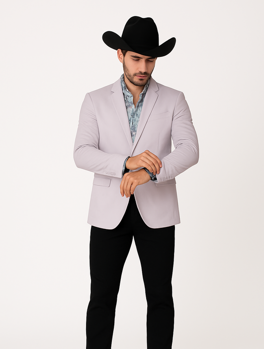 Men's Slim Fit Western Blazer Sport Coats Silver Sacos Vaqueros Para Hombre
