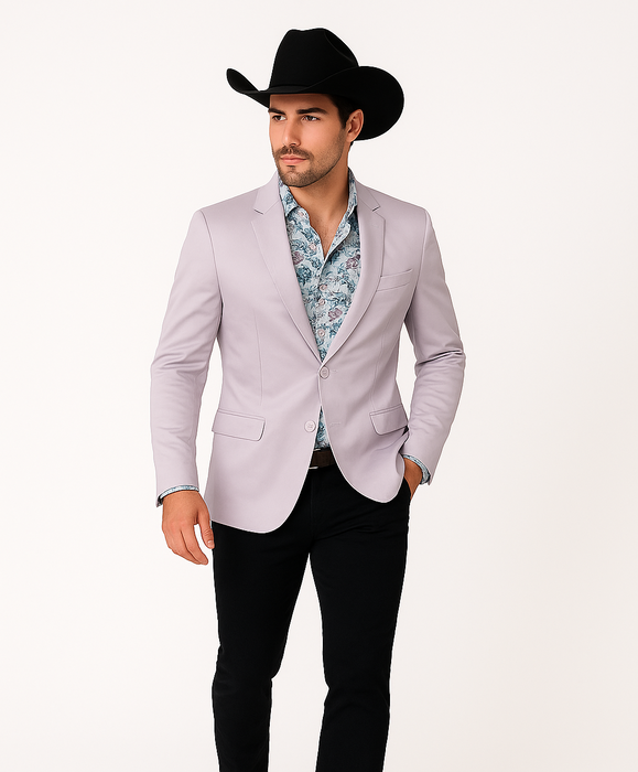 Men's Slim Fit Western Blazer Sport Coats Silver Sacos Vaqueros Para Hombre