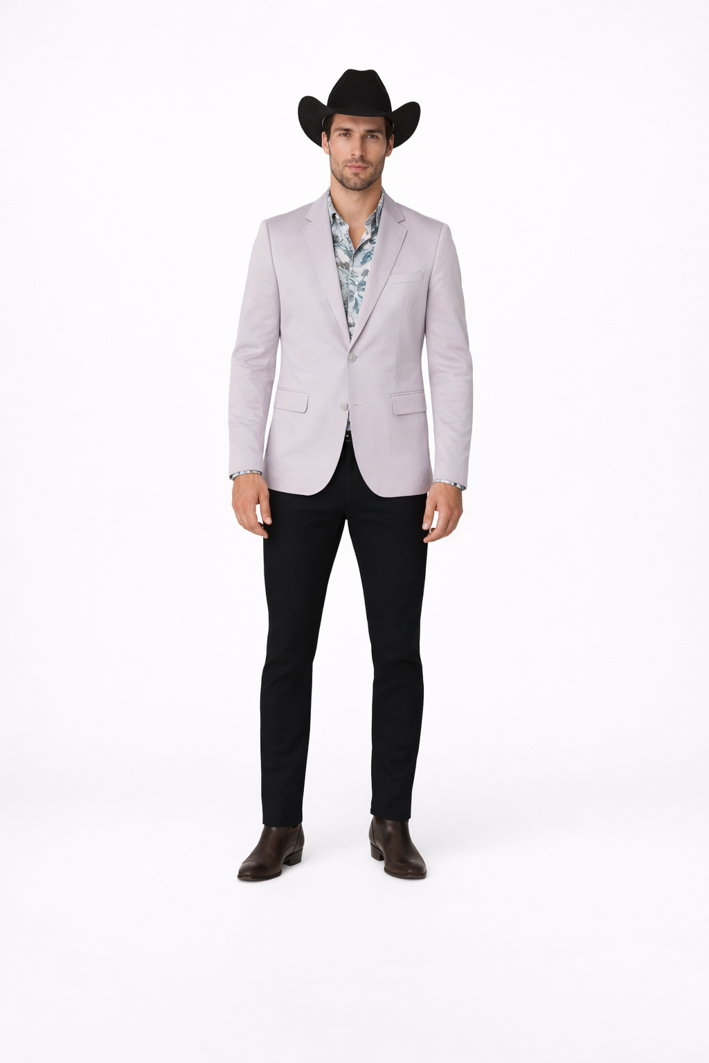Men's Slim Fit Western Blazer Sport Coats Silver Sacos Vaqueros Para Hombre