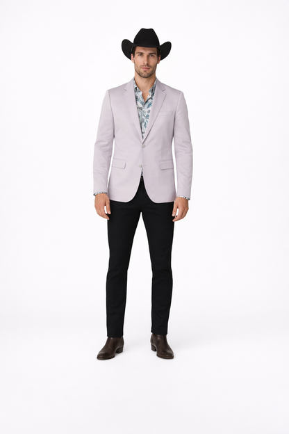 Men's Slim Fit Western Blazer Sport Coats Silver Sacos Vaqueros Para Hombre