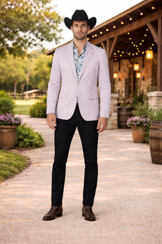 Men's Slim Fit Western Blazer Sport Coats Silver Sacos Vaqueros Para Hombre
