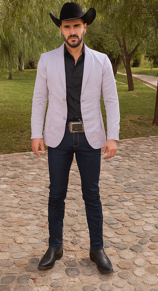 Men's Slim Fit Western Blazer Sportcoat Silver Sacos Vaqueros Para Hombre