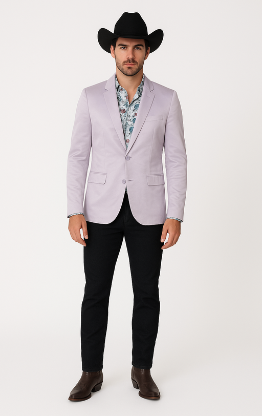 Men's Slim Fit Western Blazer Sport Coats Silver Sacos Vaqueros Para Hombre
