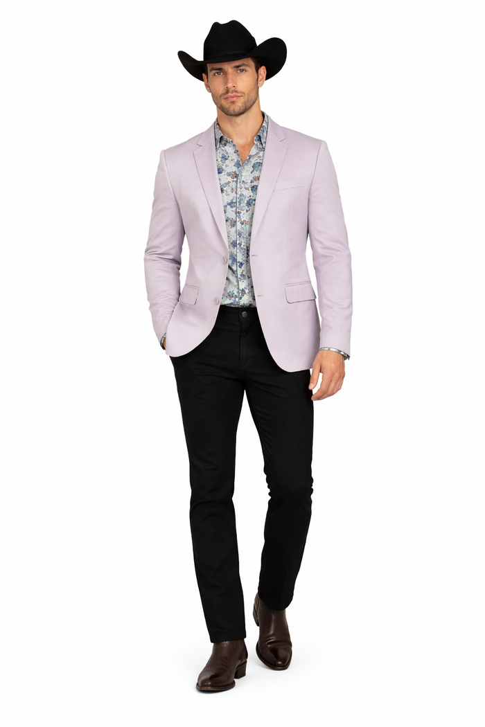 Men's Slim Fit Western Blazer Sportcoat Silver Sacos Vaqueros Para Hombre