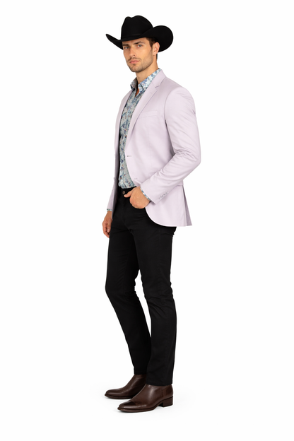 Men's Slim Fit Western Blazer Sportcoat Silver Sacos Vaqueros Para Hombre