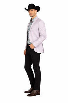 Men's Slim Fit Western Blazer Sportcoat Silver Sacos Vaqueros Para Hombre