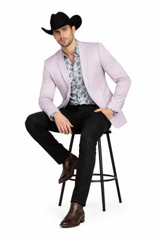 Men's Slim Fit Western Blazer Sportcoat Silver Sacos Vaqueros Para Hombre