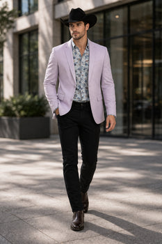Men's Slim Fit Western Blazer Sportcoat Silver Sacos Vaqueros Para Hombre