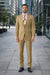 Men's Slim Fitted Solid Khaki - Camel - Bronz  2 Button Suit With Flat Front Pants