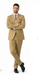 Men's Slim Fitted Solid Khaki - Camel - Bronz  2 Button Suit With Flat Front Pants