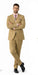 Men's Slim Fitted Solid Khaki - Camel - Bronz  2 Button Suit With Flat Front Pants