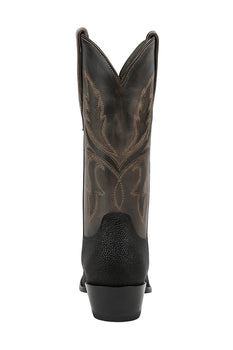 Men's King Exotic Snip Toe Stingray Boots Single Stone Handmade Black (494R1205) - Image 5