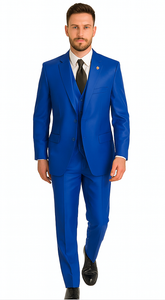 Mens Solid Royal Suit Brand 3 Piece Fashion Dress Suits