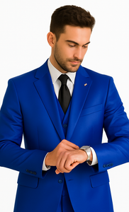 Mens Solid Royal Suit Brand 3 Piece Fashion Dress Suits