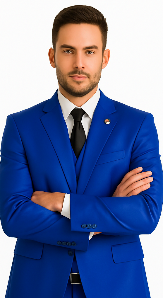 Mens Solid Royal Suit Brand 3 Piece Fashion Dress Suits