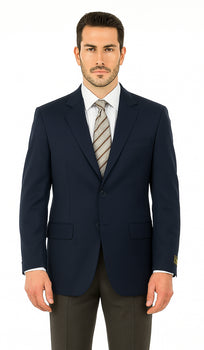 Men'S Sport Coat Jacket Blazer 100% Wool Patterned Fabric Two Button Black