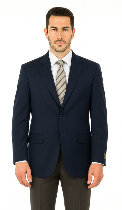 Men'S Sport Coat Jacket Blazer 100% Wool Patterned Fabric Two Button Black