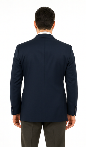 Men'S Sport Coat Jacket Blazer 100% Wool Patterned Fabric Two Button Black - Image 2