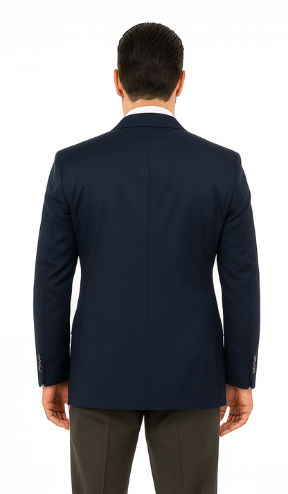 Men'S Sport Coat Jacket Blazer 100% Wool Patterned Fabric Two Button Black - Image 2
