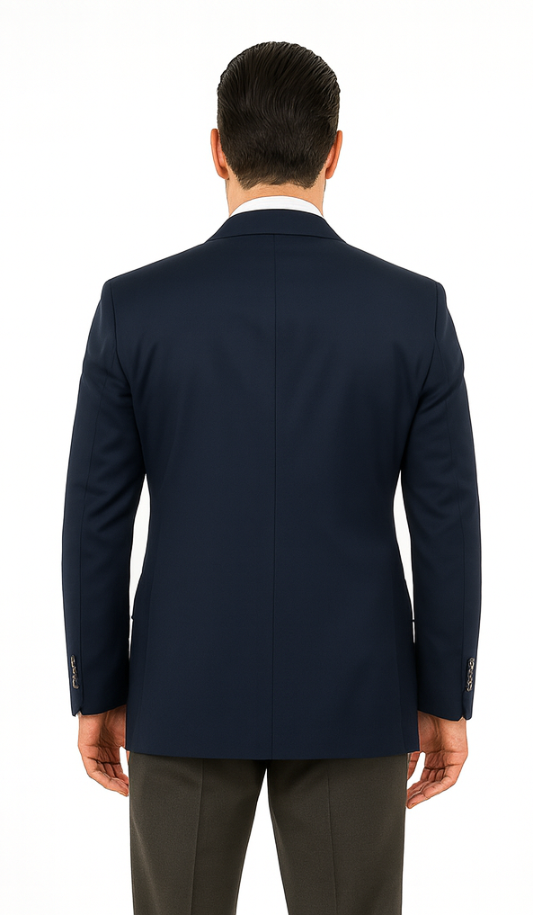 Men'S Sport Coat Jacket Blazer 100% Wool Patterned Fabric Two Button Black - Image 2