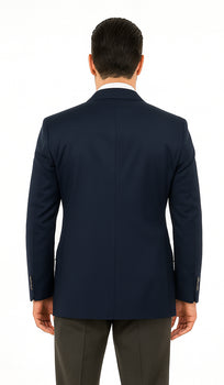 Men'S Sport Coat Jacket Blazer 100% Wool Patterned Fabric Two Button Black - Image 2