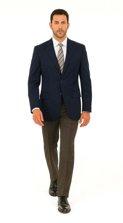 Men'S Sport Coat Jacket Blazer 100% Wool Patterned Fabric Two Button Black - Image 3