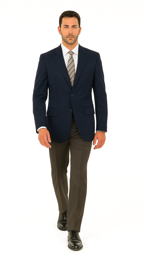 Men'S Sport Coat Jacket Blazer 100% Wool Patterned Fabric Two Button Black - Image 3